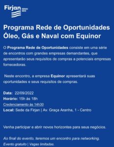 Read more about the article Programa Rede de Oportunidades Óleo, Gás e Naval com Equinor